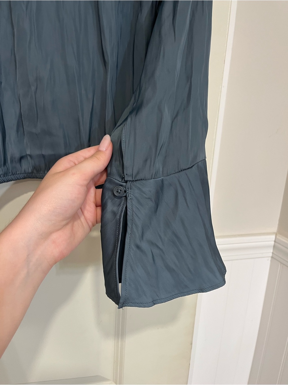 a new day Ruffle Front Long Sleeve Blouse - Slate Blue - Picture 6 of 6